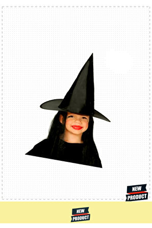 Çocuk Boy Siyah Cadı Şapkası ve Uzun Siyah Cadı Peruğu 1 Gram Kız Erkek Çocuk Oyuncakları Eğitici Oy