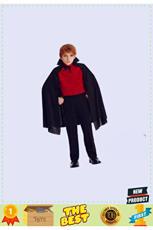 Siyah Yakalı Pelerin-vampir Pelerin-dracula Pelerin 90cm 5 Litre Kız Erkek Çocuk Oyuncakları Eğitici