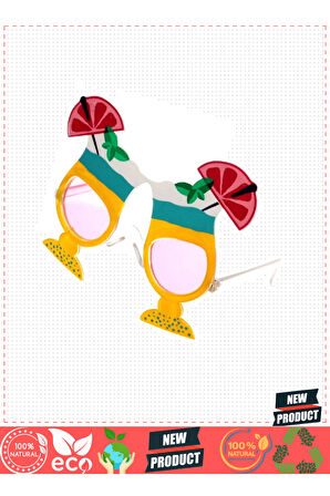 Meyve Kokteyl Temalı Sarı Parti Gözlüğü 15X12Cm 1 Gram Kız Erkek Çocuk Oyuncakları Eğitici Oyuncakla