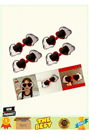 Kırmızı Renk Kalp Şekilli El Figürlü Parti Gözlüğü 21x8Cm 1 Gram Kız Erkek Çocuk Oyuncakları Eğitici