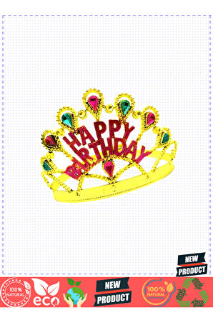 Altın Renk Happy Birthday Yazılı Doğum Günü Tacı 60Cm 1 Gram Kız Erkek Çocuk Oyuncakları Eğitici Oyu