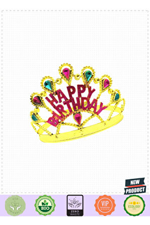 Altın Renk Happy Birthday Yazılı Doğum Günü Tacı 60Cm 1 Gram Kız Erkek Çocuk Oyuncakları Eğitici Oyu