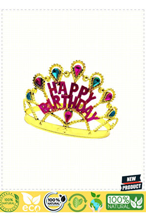 Altın Renk Happy Birthday Yazılı Doğum Günü Tacı 60Cm 1 Gram Kız Erkek Çocuk Oyuncakları Eğitici Oyu