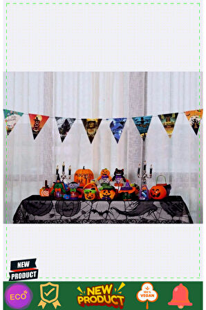 Cadılar Bayramı Halloween Flama Bayrak Banner Süs 8 li 3 Metre 1 Gram Kız Erkek Çocuk Oyuncakları Eğ