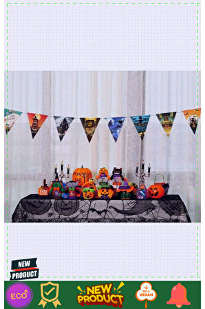 Cadılar Bayramı Halloween Flama Bayrak Banner Süs 8 li 3 Metre 1 Gram Kız Erkek Çocuk Oyuncakları Eğ