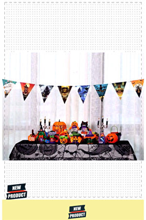 Cadılar Bayramı Halloween Flama Bayrak Banner Süs 8 li 3 Metre 1 Gram Kız Erkek Çocuk Oyuncakları Eğ