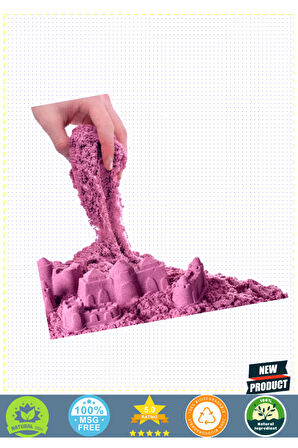 Aksesuarlı Pembe Kinetik Oyun Kumu 500gr 5 Litre Kız Erkek Çocuk Oyuncakları Eğitici Oyuncaklar