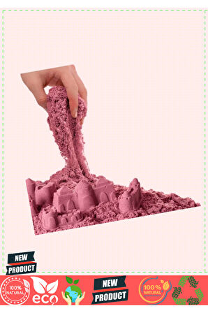 Aksesuarlı Pembe Kinetik Oyun Kumu 500gr 5 Litre Kız Erkek Çocuk Oyuncakları Eğitici Oyuncaklar
