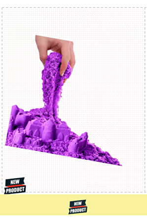 Aksesuarlı Mor Kinetik Oyun Kumu 500gr 5 Litre Kız Erkek Çocuk Oyuncakları Eğitici Oyuncaklar