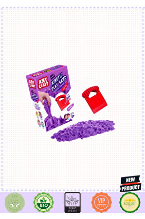 Aksesuarlı Mor Kinetik Oyun Kumu 500gr 5 Litre Kız Erkek Çocuk Oyuncakları Eğitici Oyuncaklar