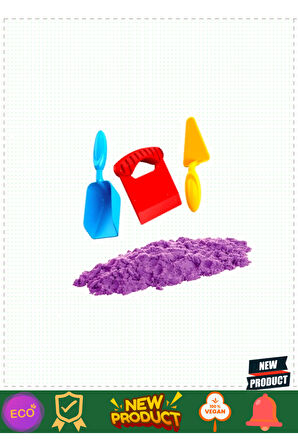 Aksesuarlı Mor Kinetik Oyun Kumu 1000gr 5 Litre Kız Erkek Çocuk Oyuncakları Eğitici Oyuncaklar