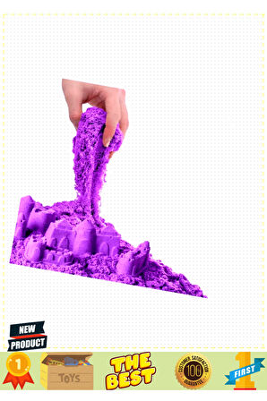 Aksesuarlı Mor Kinetik Oyun Kumu 1000gr 5 Litre Kız Erkek Çocuk Oyuncakları Eğitici Oyuncaklar