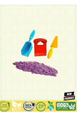 Aksesuarlı Mor Kinetik Oyun Kumu 1000gr 5 Litre Kız Erkek Çocuk Oyuncakları Eğitici Oyuncaklar