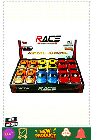 TIN-80133-12 Çekbırak 1:36 Die Cast Spor Araba- 1 Gram Kız Erkek Çocuk Oyuncakları Eğitici Oyuncakla