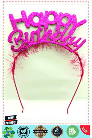 Happy Birthday İtalik Yazılı Fuşya Renk Metal Doğum Günü Tacı 1 Gram Kız Erkek Çocuk Oyuncakları Eği