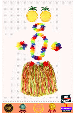 Yetişkin ve Çocuk Uyumlu Luau Aloha Hawaii Rengarenk 40Cm Etek Ananas Şekilli Gözlük Hawaii Kolye Re