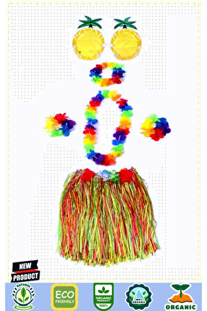 Yetişkin ve Çocuk Uyumlu Luau Aloha Hawaii Rengarenk 40Cm Etek Ananas Şekilli Gözlük Hawaii Kolye Re