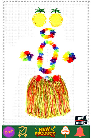 Yetişkin ve Çocuk Uyumlu Luau Aloha Hawaii Rengarenk 40Cm Etek Ananas Şekilli Gözlük Hawaii Kolye Re