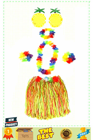 Yetişkin ve Çocuk Uyumlu Luau Aloha Hawaii Rengarenk 40Cm Etek Ananas Şekilli Gözlük Hawaii Kolye Re