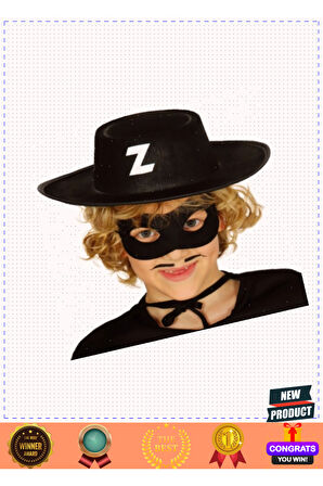 Z Logolu Zorro Şapkası ve Zorro Maskesi Çocuk Boy 1 Gram Kız Erkek Çocuk Oyuncakları Eğitici Oyuncak