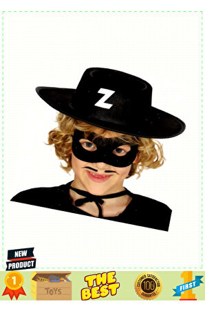 Z Logolu Zorro Şapkası ve Zorro Maskesi Çocuk Boy 1 Gram Kız Erkek Çocuk Oyuncakları Eğitici Oyuncak
