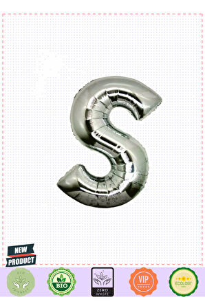 S Harf Folyo Balon Gümüş Renk 40 Inç 5 Litre Kız Erkek Çocuk Oyuncakları Eğitici Oyuncaklar