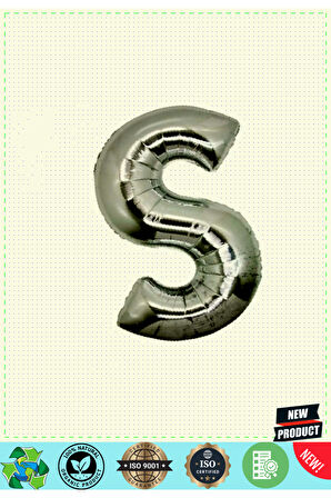 S Harf Folyo Balon Gümüş Renk 40 Inç 5 Litre Kız Erkek Çocuk Oyuncakları Eğitici Oyuncaklar