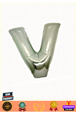 V Harf Folyo Balon Gümüş Renk 40 Inç 5 Litre Kız Erkek Çocuk Oyuncakları Eğitici Oyuncaklar