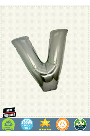 V Harf Folyo Balon Gümüş Renk 40 Inç 5 Litre Kız Erkek Çocuk Oyuncakları Eğitici Oyuncaklar