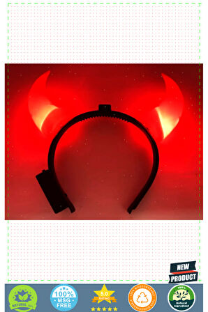 Led Işıklı Mega Boynuz Taç Kırmızı Renk 20x20Cm 1 Gram Kız Erkek Çocuk Oyuncakları Eğitici Oyuncakla