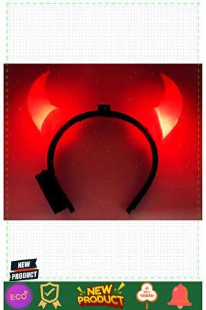 Led Işıklı Mega Boynuz Taç Kırmızı Renk 20x20Cm 1 Gram Kız Erkek Çocuk Oyuncakları Eğitici Oyuncakla