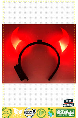 Led Işıklı Mega Boynuz Taç Kırmızı Renk 20x20Cm 1 Gram Kız Erkek Çocuk Oyuncakları Eğitici Oyuncakla