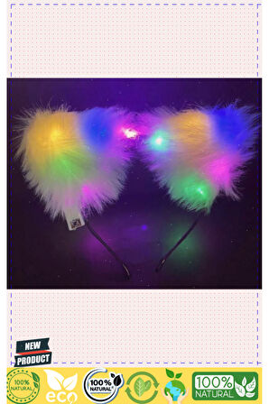 Beyaz Peluşlu Pofuduk Kürklü Led Işıklı Lüks Parti Tacı 20x18Cm 1 Gram Kız Erkek Çocuk Oyuncakları E