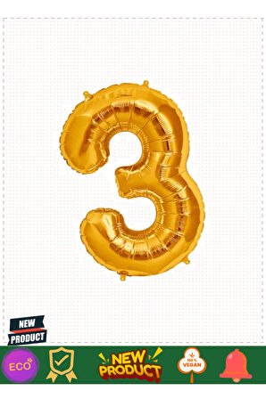 Şekilli Supershape Gold Rakam Folyo Balon 3 Numara 1 Gram Kız Erkek Çocuk Oyuncakları Eğitici Oyunca