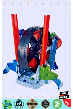 GJM77 Hott Wheelsss, Dönen Tekerlek Macerası Yarış Seti / 4-8 yaş 1 Gram Kız Erkek Çocuk Oyuncakları