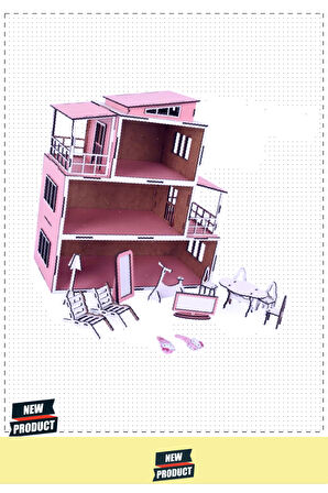 Oyuncak Ahşap Klasik 3 Katlı Bebek Evi 5 Litre Kız Erkek Çocuk Oyuncakları Eğitici Oyuncaklar