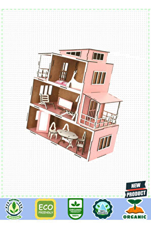 Oyuncak Ahşap Klasik 3 Katlı Bebek Evi 5 Litre Kız Erkek Çocuk Oyuncakları Eğitici Oyuncaklar