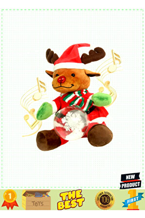 Yılbaşı Kar Küreli Pilli Peluş Ren Geyiği 5 Litre Kız Erkek Çocuk Oyuncakları Eğitici Oyuncaklar