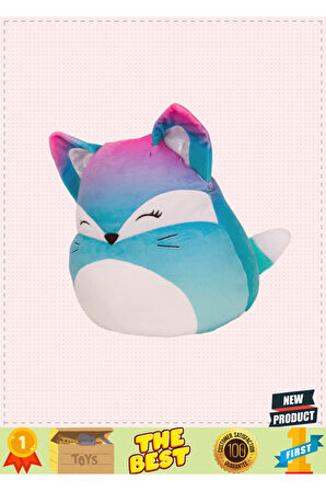 Squishmallowwww Pembe Mavi Tilki Vickie 20cm 5 Litre Kız Erkek Çocuk Oyuncakları Eğitici Oyuncaklar