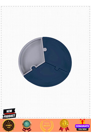 OiOi Puzzle Vakum Tabanlı Silikon Tabak Deep Blue / PowderGrey 1 Gram Kız Erkek Çocuk Oyuncakları Eğ