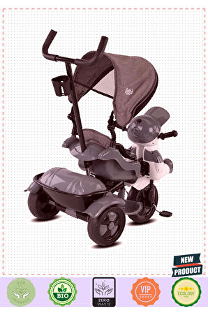 BabyyHopeee 125 Yupi Triycle 3 Tekerli Kontrollü Bisiklet (Özel)Gri 1 Gram Kız Erkek Çocuk Oyuncakla