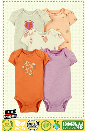 Carter'sss Layetteee Kız Bebek 5'Li Kısa Kol Body 1P567010 Karışık Renkli 1 Gram Kız Erkek Çocuk Oyu