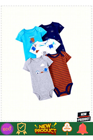 Carter'sss Layetteee Erkek Bebek 5'Li Kısa Kol Body 1Q124510 Karışık Renkli 1 Gram Kız Erkek Çocuk O