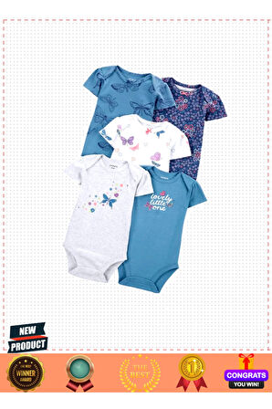 Carter'sss Layetteee Kız Bebek 5'Li Kısa Kol Body 1Q124910 Karışık Renkli 1 Gram Kız Erkek Çocuk Oyu