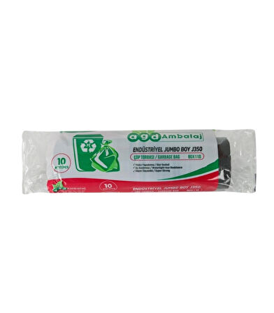 Endüstriyel Jumbo Boy Çöp Torbası – 80x110 cm, 350 Gr, 5 Paket (Toplam 50 Adet), Dayanıklı