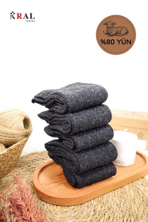 Kışlık (5 ÇİFT) Lambswool Kadınlar Için Termal Kutulu Dikişsiz Yün Çorap