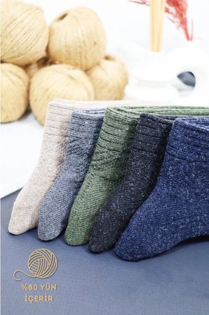 Kışlık Yün Çorap (5 ÇİFT) Lambswool Özel Kuzu Yünlü Kadınlar Için Termal Özellikli