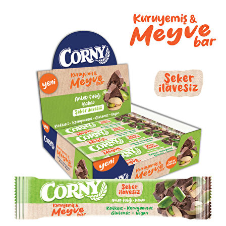 CORNY Kuruyemiş & Meyve Bar Antep Fıstığı Kakao 35g x 12 Adet