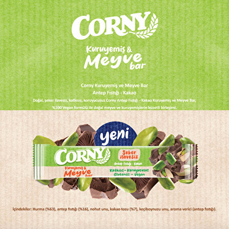 CORNY Kuruyemiş & Meyve Bar Antep Fıstığı Kakao 35g x 12 Adet