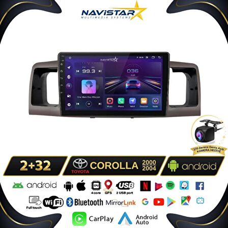 Toyota Corolla 2000-2004 Model 2+32GB Android 13 Kablosuz Carplay Navigasyon Multimedya Sistemi 